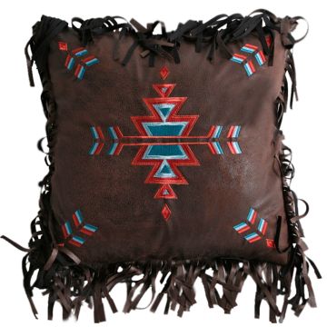 Turquoise Chamarro Embroidered Cross Pillow