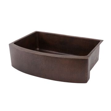 Copper Hammered Kitchen Rounded Apron Single Basin Sink