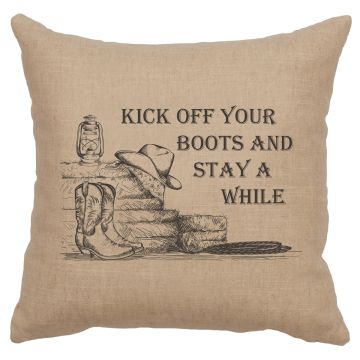 Kick Off Your Boots Image Decor Pillow - Natural Linen