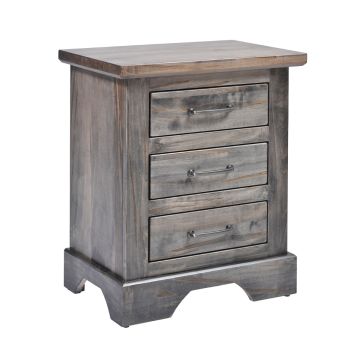 Kimberley Weathered Maple Nightstands - 3 Drawer - Carbon Finish