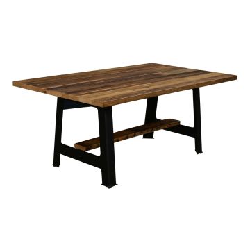 Kings Bridge Rustic Industrial Dining Table - Clear Finish