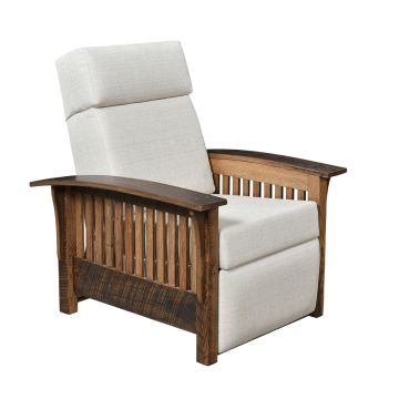 Kingston Reclaimed Barn Wood Reclining Chair - Slatted Side Style - Glaze #3 Finish
