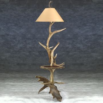 Elk & Moose Floor Lamp with Table