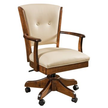 Lansfield Executive Comfort Office Chair - Brown Maple w/ Asbury Brown Stain - Arm Chair - Kevco Base - Standard Casters - (Pictured Upholstery Not Available)