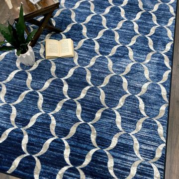 Lattice Blue Rugs