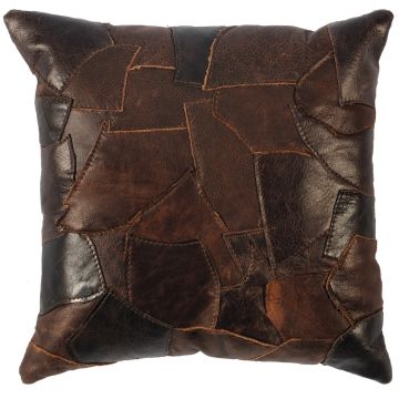 Leather Patchwork Decor Pillow