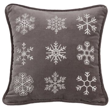 Whistler Velvet Embroidered Snowflake Pillow