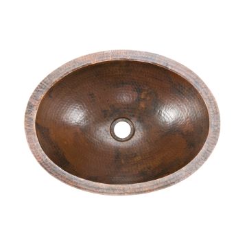 Hammered Copper Under Counter Small Oval Sink - Oil Rubbed Bronze