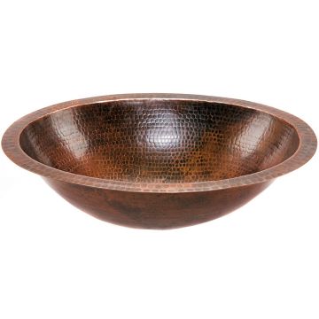 Hammered Copper Under Counter Oval Bathroom Sink Front View