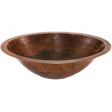 Hammered Copper Under Counter Oval Master Bathroom Sink Front View