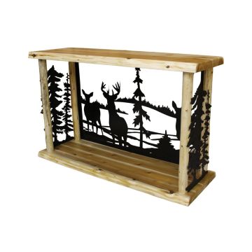 Rustic Valley Silhouette Sofa Table, Shown with Bear Silhouette in Clear Finish