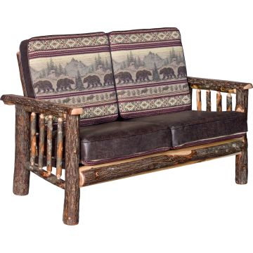 Hickory Log Loveseat--Bear Mountain Backrest Cushion Fabric