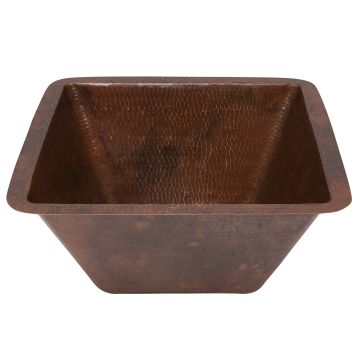 15" Square Under Counter Hammered Copper Bathroom Sink - Oil Rubbed Bronze