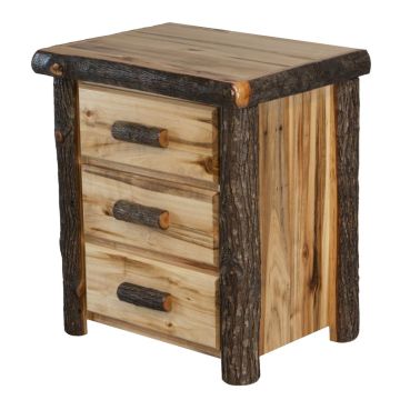 Beartooth Hickory Timberline 3 Drawer Log Nightstands-27inch-Wild Panel