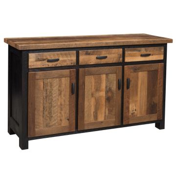 Manchester Reclaimed Barn Wood 3 Drawer Buffet - Ebony Frame Finish
