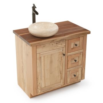 Maple Meadows Rustic Bathroom Vanity - Live Edge Natural Black Walnut Top