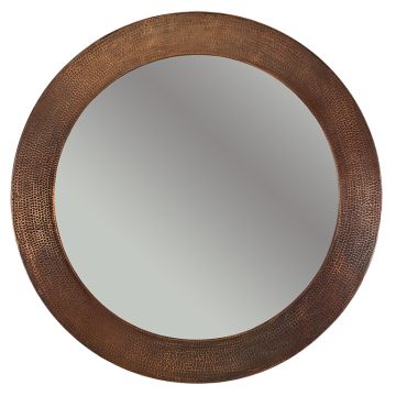 34″ Hand Hammered Round Copper Mirror