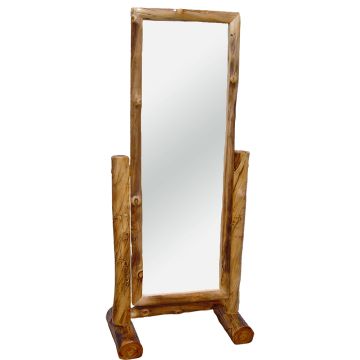 Aspen Log Cheval Mirror shown with Half Stand