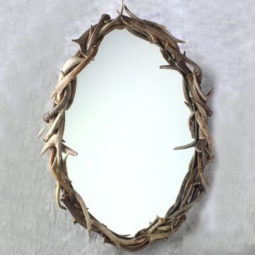 Oval Whitetail Antler Mirror