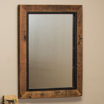 Reclaimed Barnwood Mirror w/ Black Trim--Clear Finish