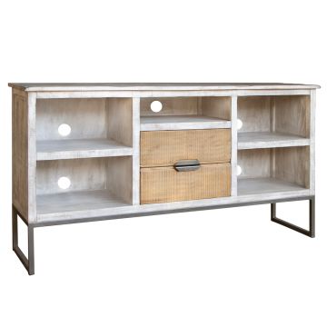 Mita Industrial 2 Drawer Natural Wood TV Stand