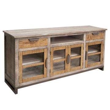 Mita Industrial 4 Door Natural Wood TV Stand