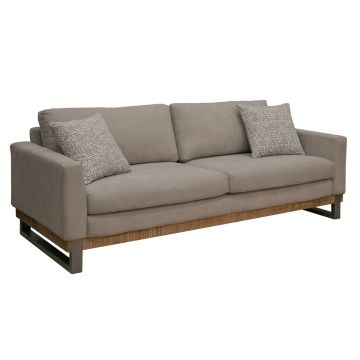 Mita Industrial Upholstered Natural Wood Sofa