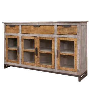 Mita Industrial 4 Door Natural Wood Console