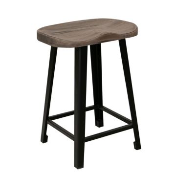 Modern Blacksmith Scooped Seat Barnwood Stool