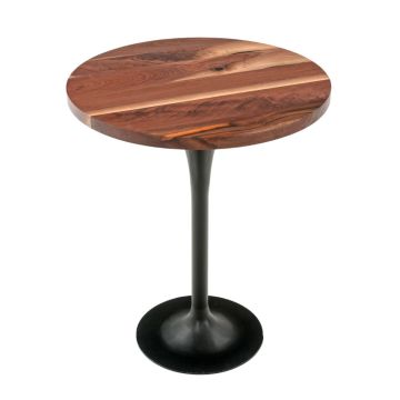 Modern Roadhouse Pub Table - Flat Edge Black Walnut Tabletop - Natural Clear Tabletop Finish