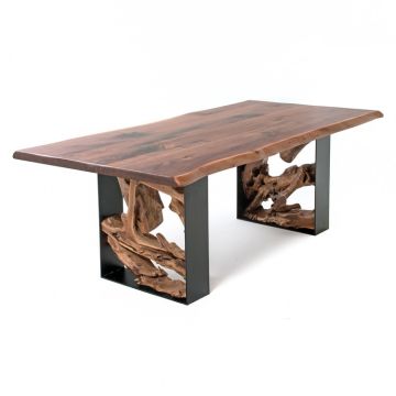 Live Edge Black Walnut Table Top - Natural Clear Finish - 31" Dining Height