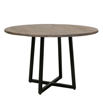 Modern Blacksmith Round Barnwood Dining Table