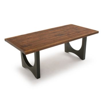 Modern Double Arch Barnwood Dining Table - Antique Barnwood Table Top Finish