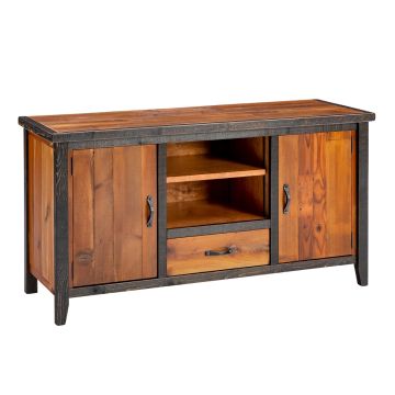 Modern Rustic Basalt Barn Wood TV Stand - 2 Door 1 Drawer