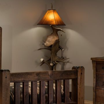 Antler Floor Lamp shown with Natural Rawhide Shade