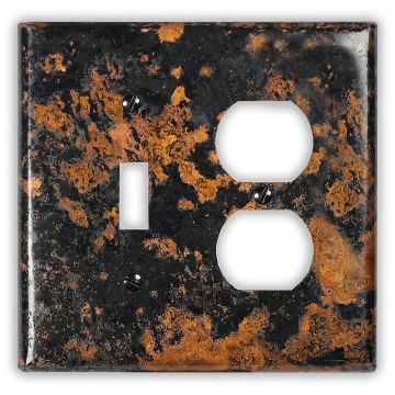 Mottled 1 Toggle 1 Outlet Copper Switch Plate