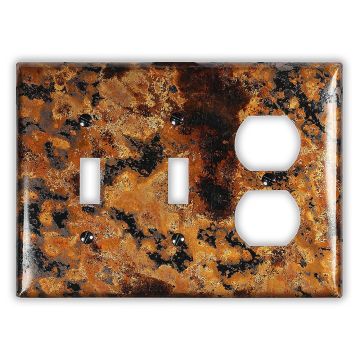 Mottled 2 Toggle 1 Outlet Copper Switch Plate