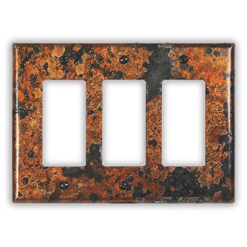 Mottled 3 Rocker/GFI Copper Switch Plate