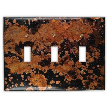 Mottled 3 Toggle Copper Switch Plate