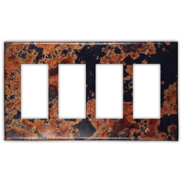 Mottled 4 Rocker/GFI Copper Switch Plate