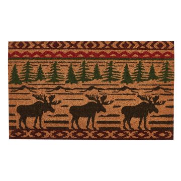 Rustic Mountain Moose Welcome Mat 