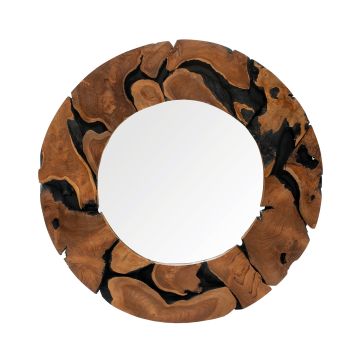 Urban Organic Chic Round Teak Mirror