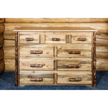 Glacier Country 9 Drawer Log Dresser--Flat drawer fronts