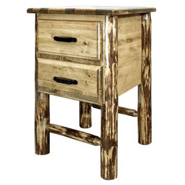 Glacier Country 2 Drawer Log Nightstand--Flat drawer fronts