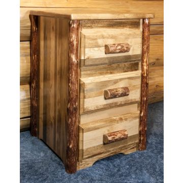 Glacier Country 3 Drawer Log Nightstand--Flat drawer fronts