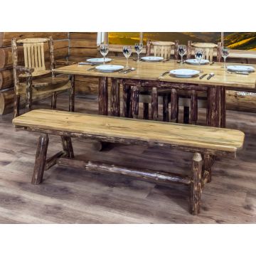 Glacier Country Plank Style Log Bench | 72 inch Bench