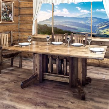 Homestead Rough Sawn Double Pedestal Dining Table