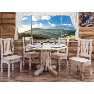 Montana Log Pedestal Dining Table | Shown with matching Side Chairs