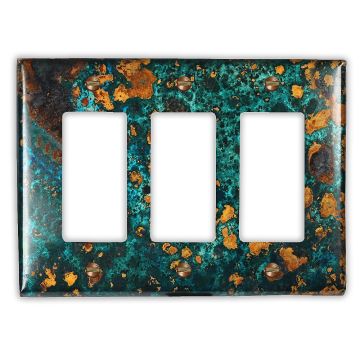 Mystic Topaz 3 Rocker/GFI Copper Switch Plate