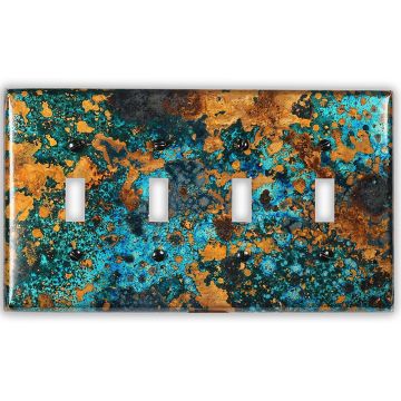 Mystic Topaz 4 Toggle Copper Switch Plate